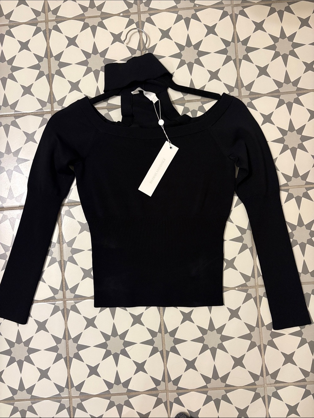 Jonathan Simkhai Black Long Sleeve Cutout Knit Top